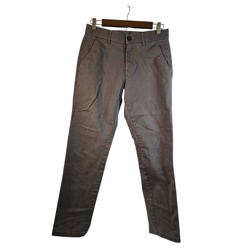 Plaid&Plain Mens Slim‎ Fit Chino Pants Grey Stretch Trousers 30x30 8801#
